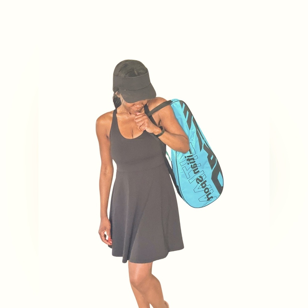 Womens Size Med Black Tennis Dress Built in Shorts & Bra with Adjustable Straps